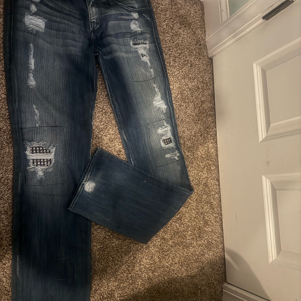 Men's Distressed Blue Jeans